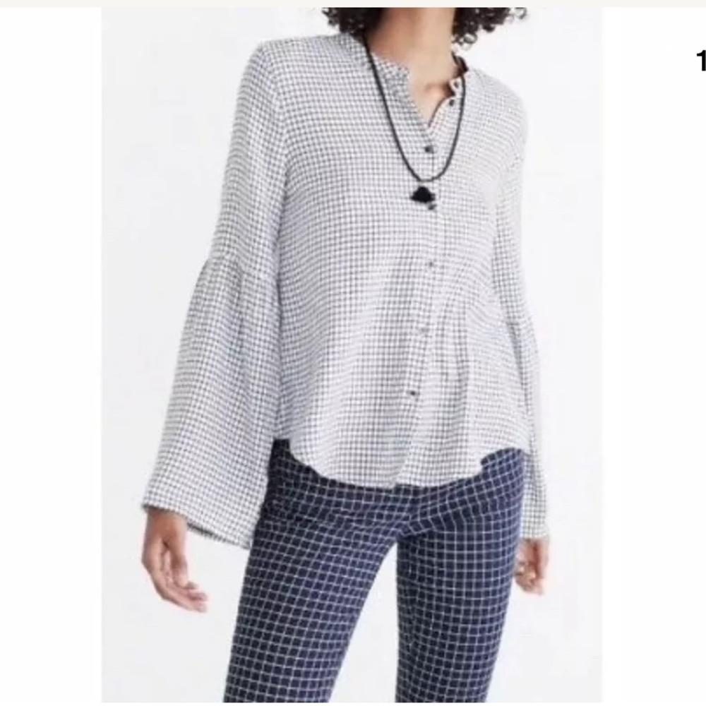 Madewell Windowpane Plaid Blouse Shirt